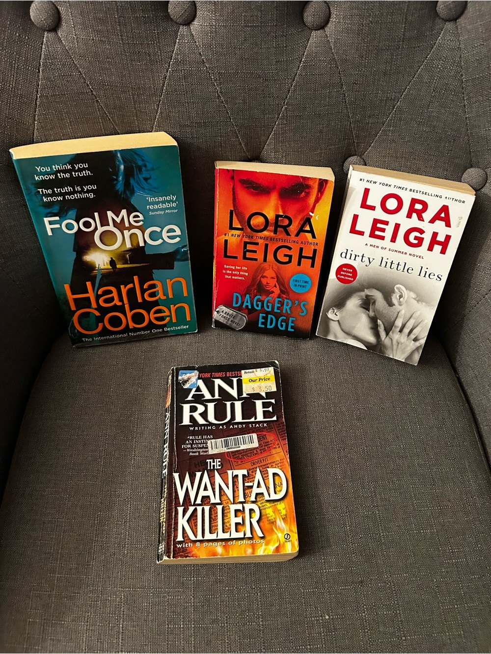 Assorted 4 Paperback books Thriller Book Lot - Mixed Publishers - Multi-Color